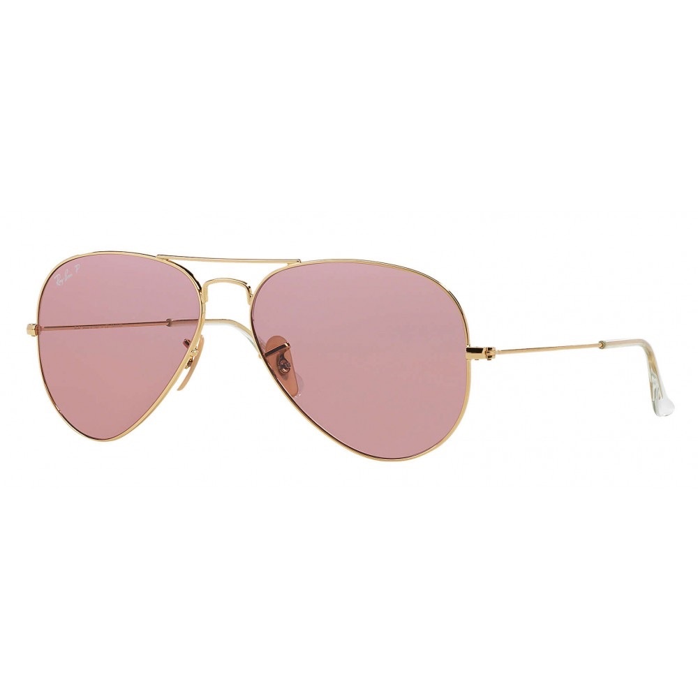 Ray-Ban Classic Aviator Sunglasses Polarized - Gold Frame & Pink Legend Lenses